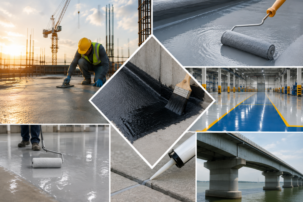 Construction chemical solutions for waterproofing, coatings and epoxy flooring